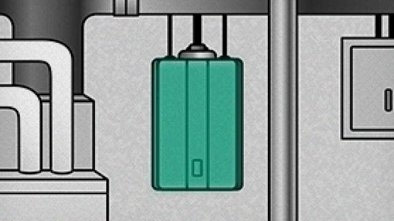 Illustration of a tankless water heater.