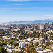 A city skyline overlooking the Bay Area.